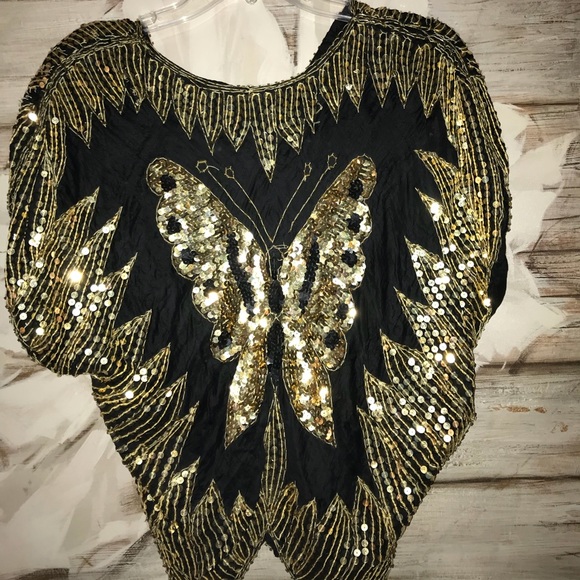 Vintage Sequin Butterfly Top by Shakti - Picture 3 of 6